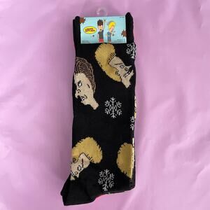 2 Pair Adult Beavis and Butt-Head Christmas Socks NEW